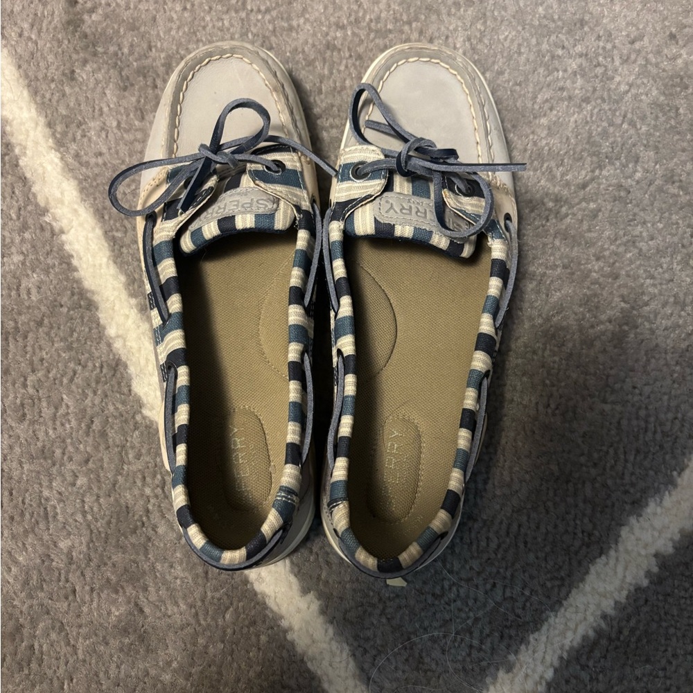 Sperry Blue and White Boat Shoes 7
